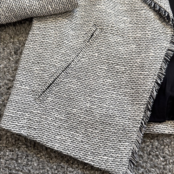 New with Tags LOFT Black and White Fringe Tweed Open Blazer - Picture 8 of 10